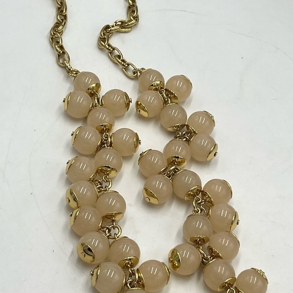 J. Crew Peach Faux Pearl Bauble Statement Gold Tone Necklace - Picture 11 of 13